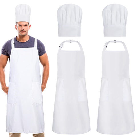 XLSXEXCL conjunto delantal y gorro blanco, ideal para empezar en la cocina