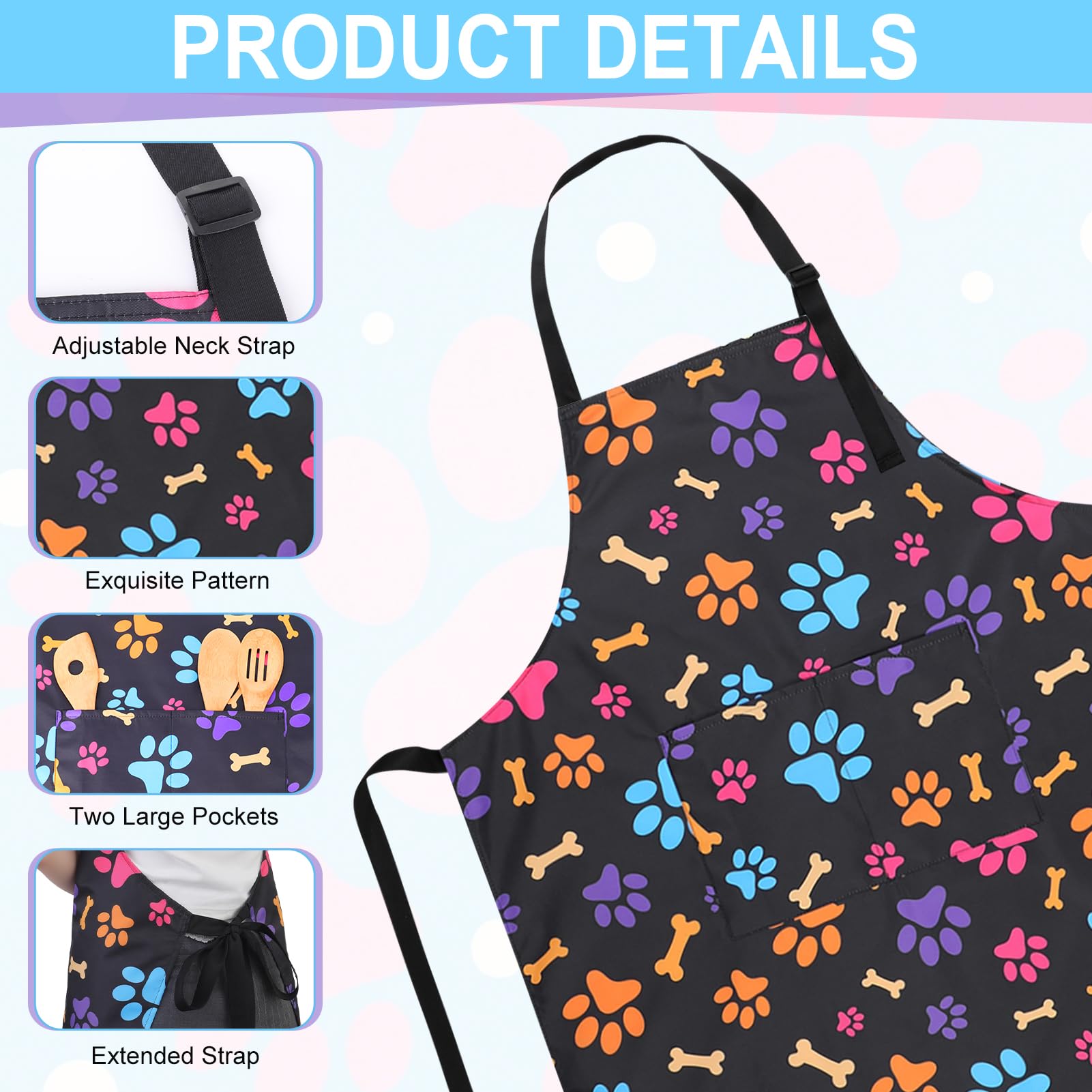 XLSXEXCL delantal impermeable con 2 bolsillos frontales para herramientas de cuidado de mascotas y cocina