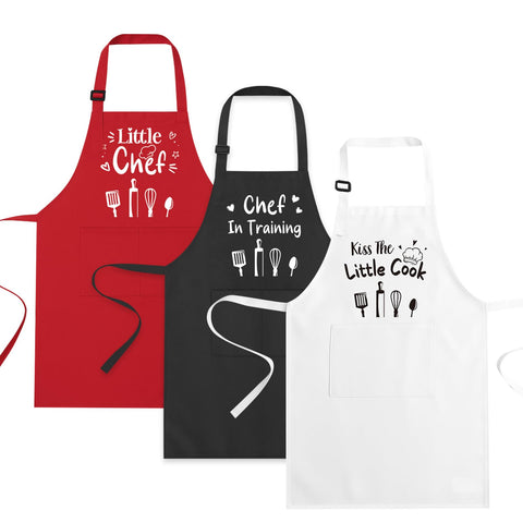 Delantal XLSXEXCL para niños con bolsillos grandes, ideal para cocinar y manualidades.