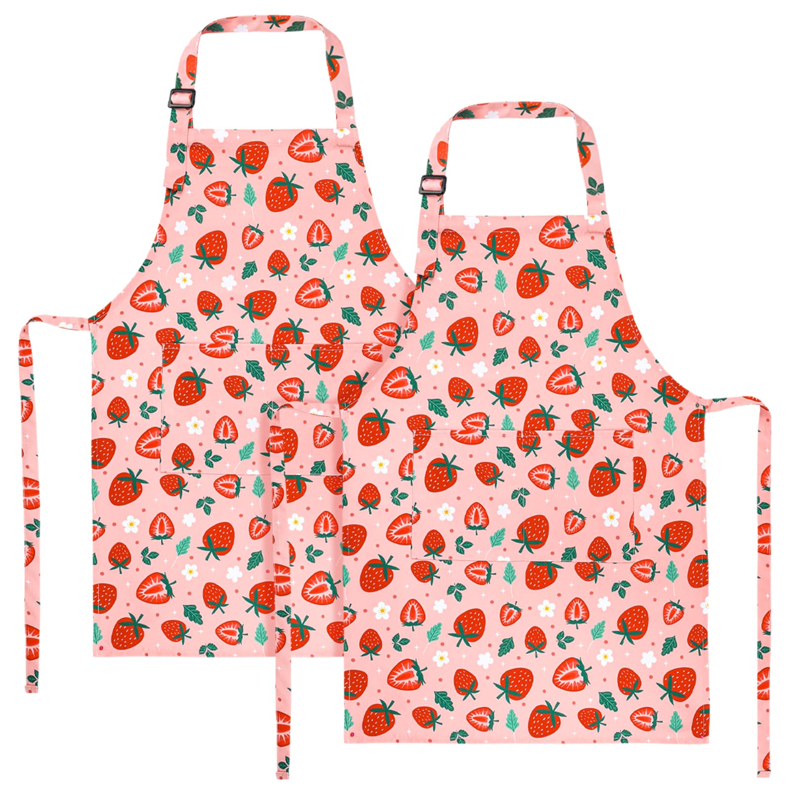 Delantales XLSXEXCL de fresa para niños, pack de dos, ideal para cocinar.