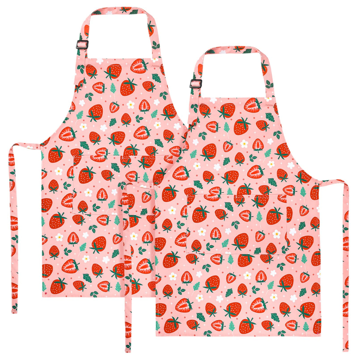 Delantales XLSXEXCL de fresa para niños, pack de dos, ideal para cocinar.