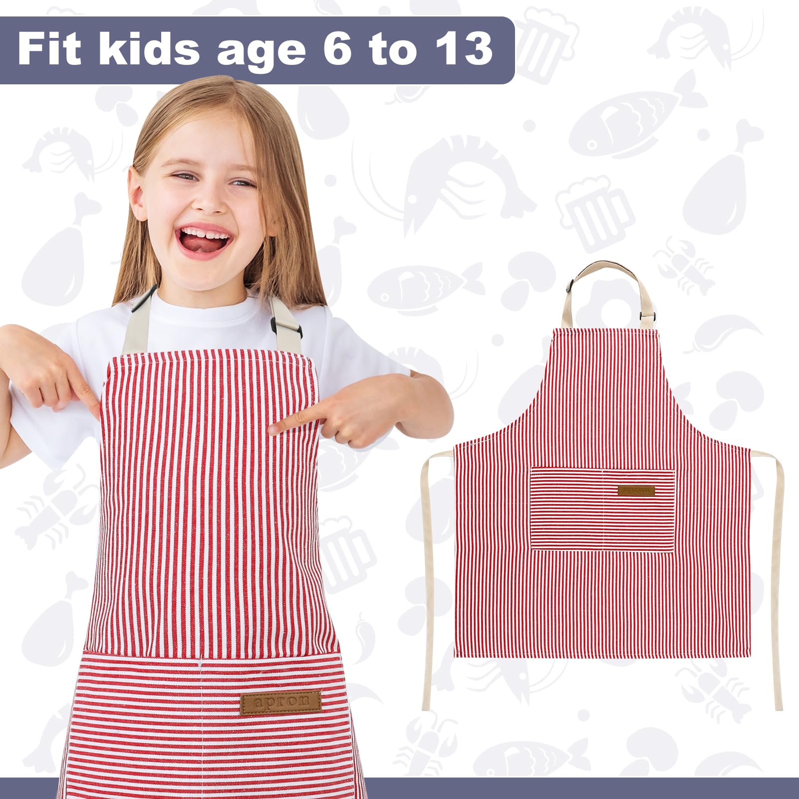 Ajuste de cintura de 58 cm en delantal infantil XLSXEXCL