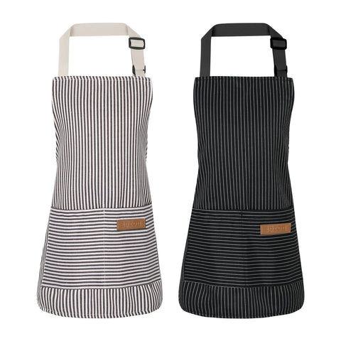 XLSXEXCL delantal para niños, rayas, vista frontal, protege la ropa durante la cocina
