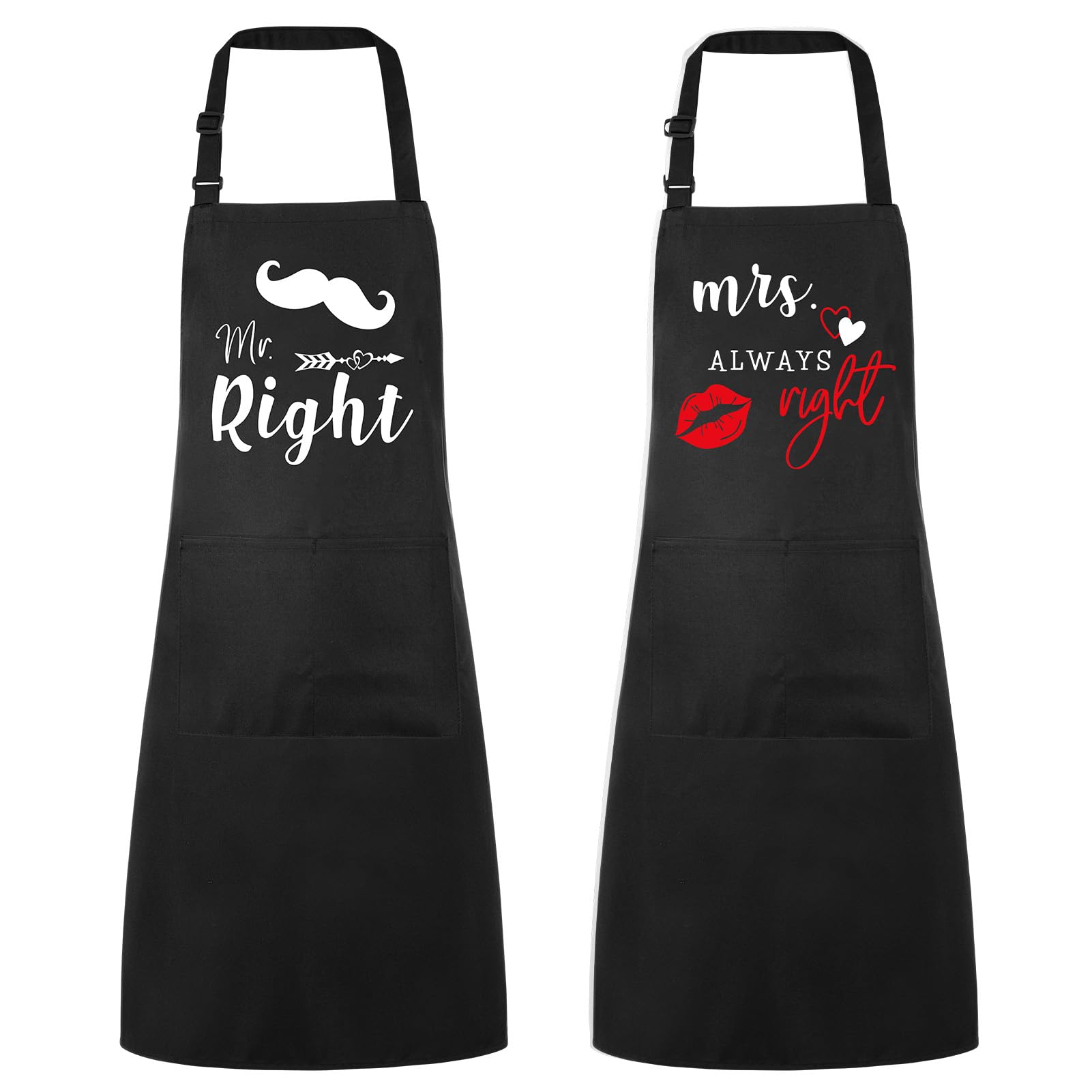 Delantal XLSXEXCL Pareja Sr Correcto, diseño divertido para cocinar juntos.