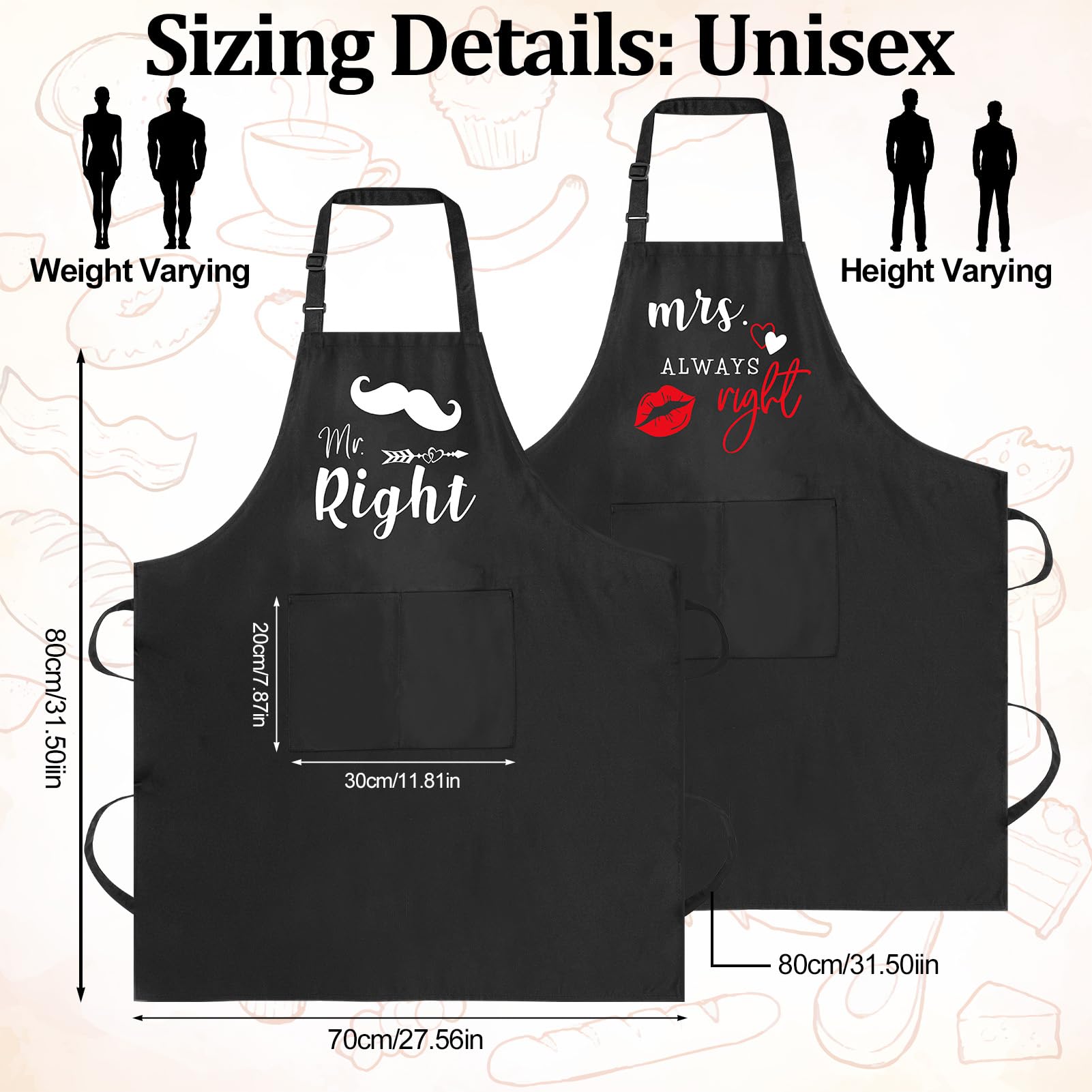 Delantal XLSXEXCL Pareja Sra Siempre Correcta, ideal para parejas que cocinan.