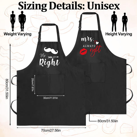 Delantal XLSXEXCL Pareja Sra Siempre Correcta, ideal para parejas que cocinan.