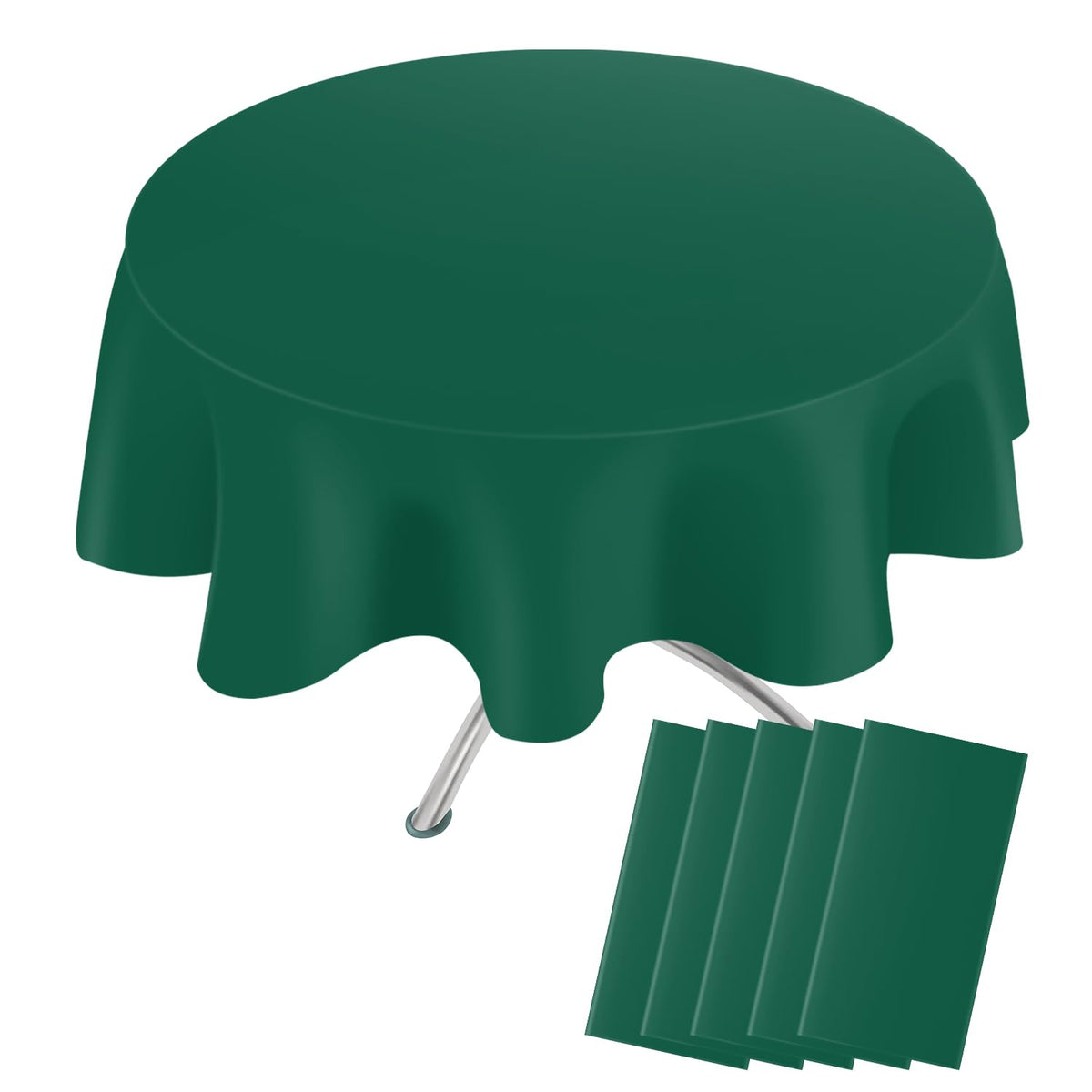 Mantel plástico verde oscuro de Xnluothsk 84 pulgadas cubre mesa redonda