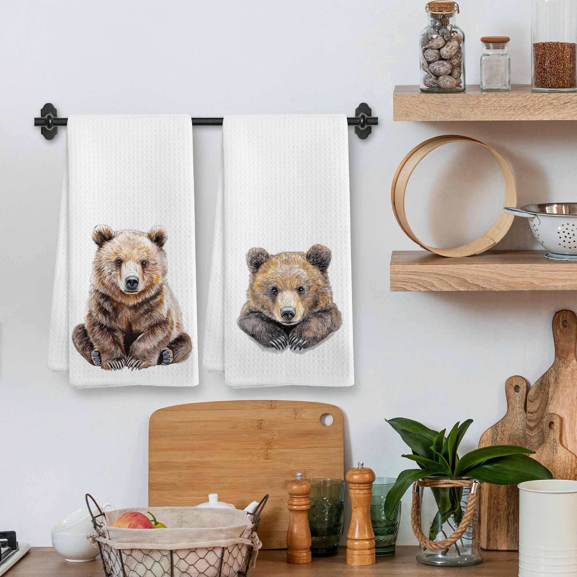 Paños de vajilla XNXLDYLH con diseño rústico de oso para limpiar superficies.