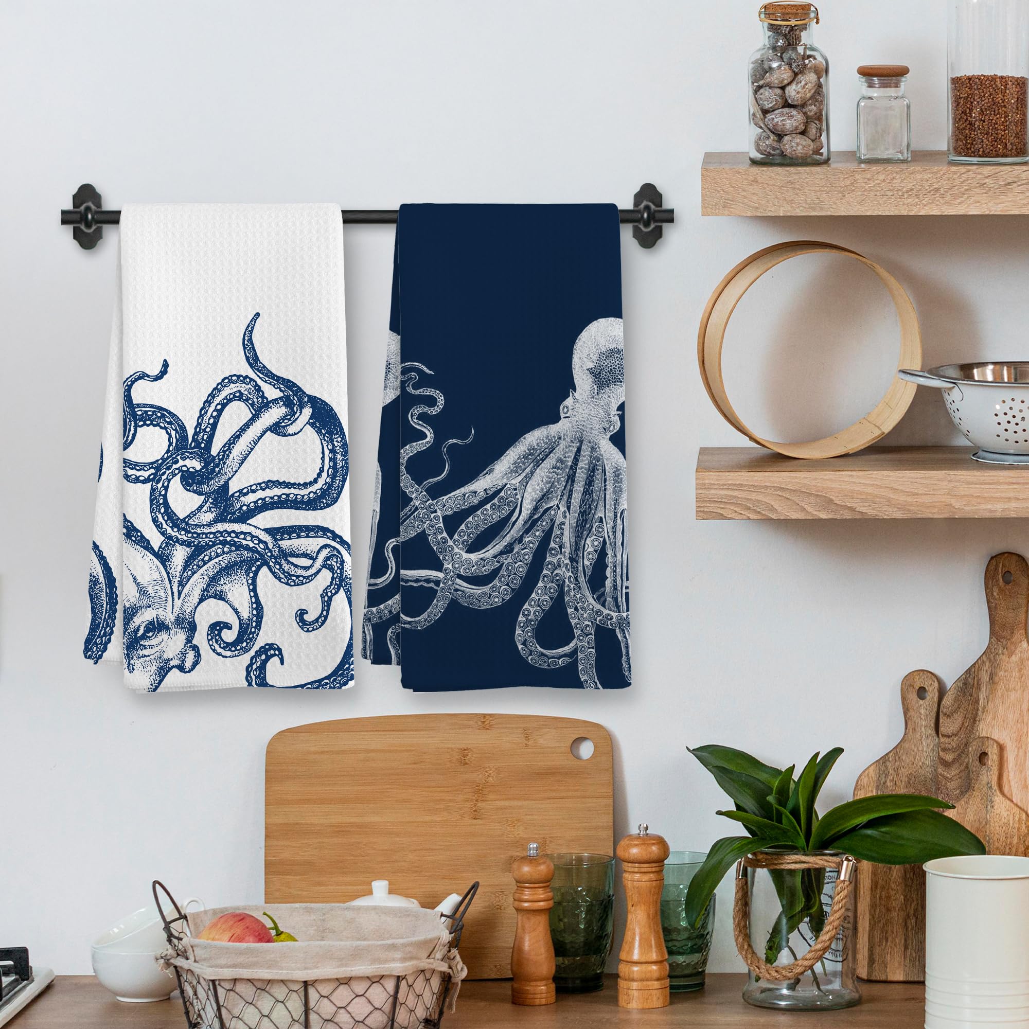 XNXLDYLH pulpo costero toalla baño: toque náutico para el lavabo
