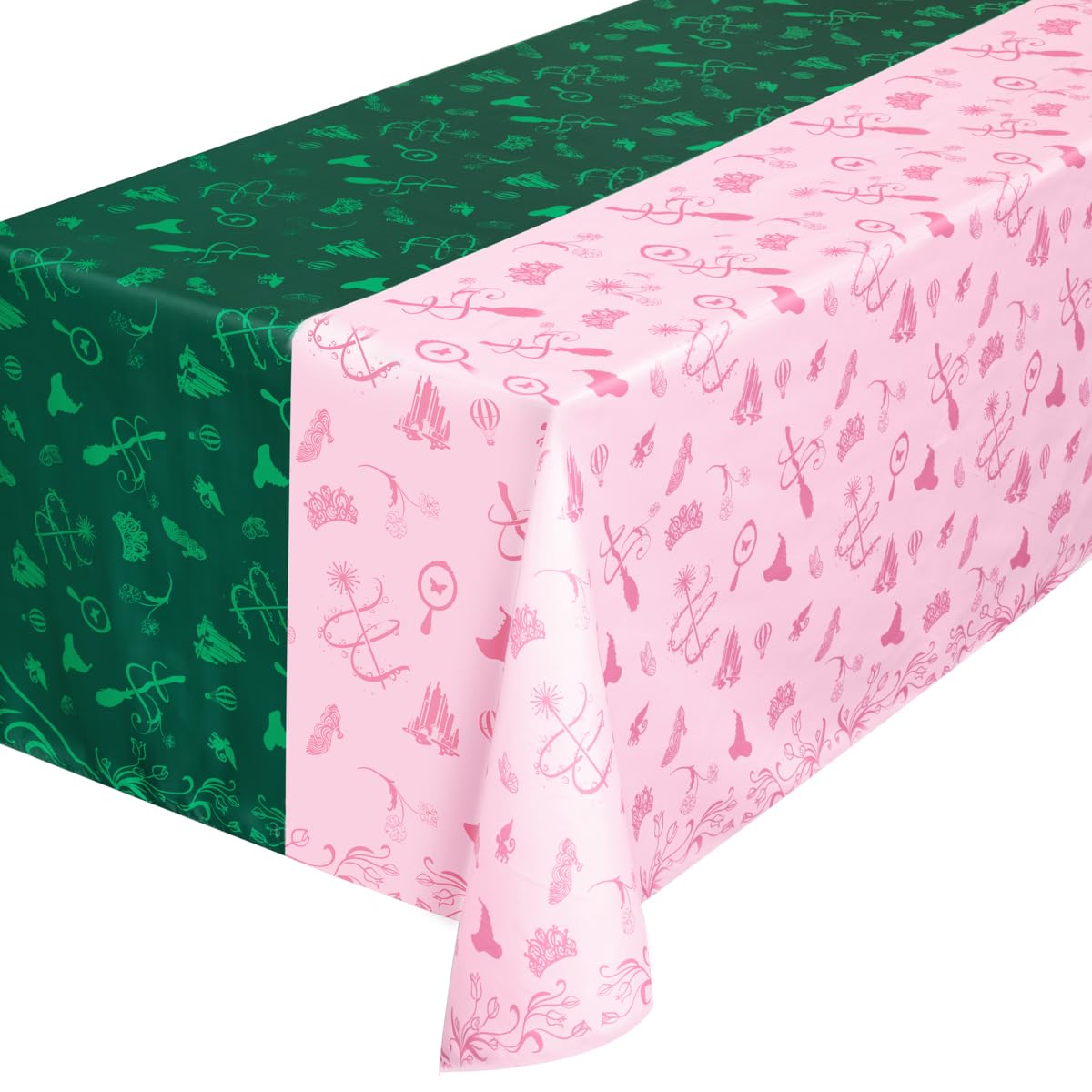 Mantel xo Fetti, diseño rosa y verde, ideal para fiestas duraderas.