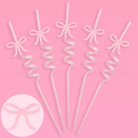 Pajillas XO Fetti Bow con brillo plateado, reutilizables para fiestas elegantes.
