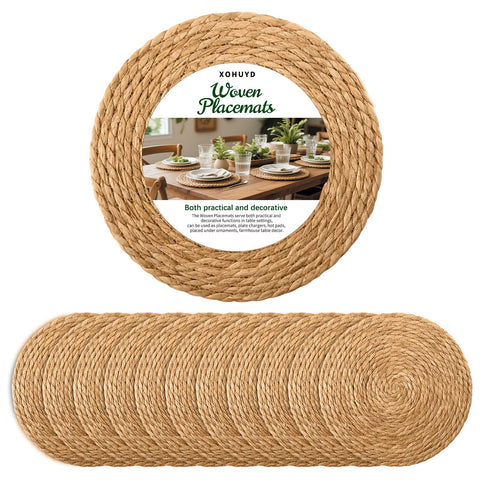XOHUYD individuales redondos trenzados, protección elegante para la mesa.