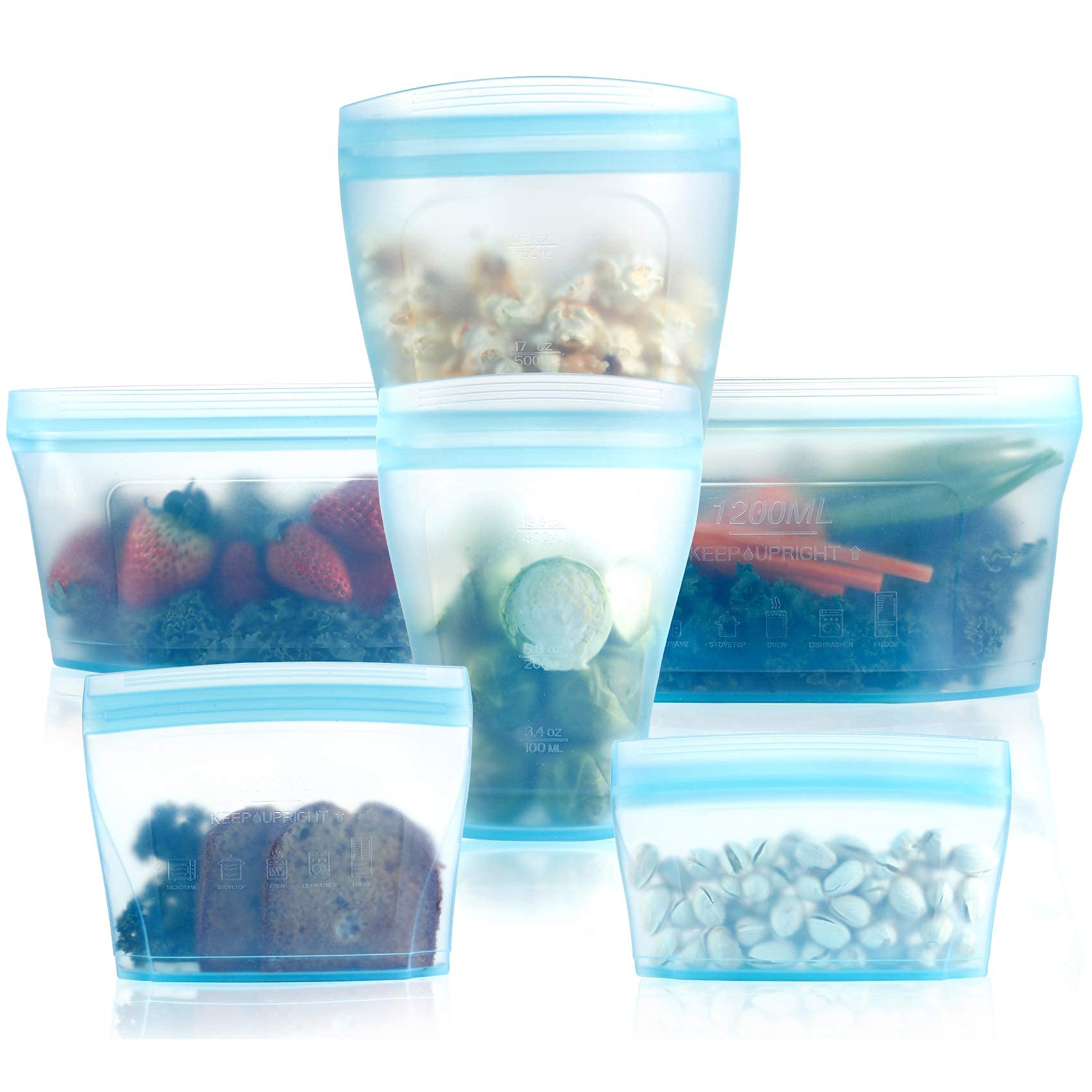 Xomoo bolsa de silicona con cierre hermético para conservar alimentos