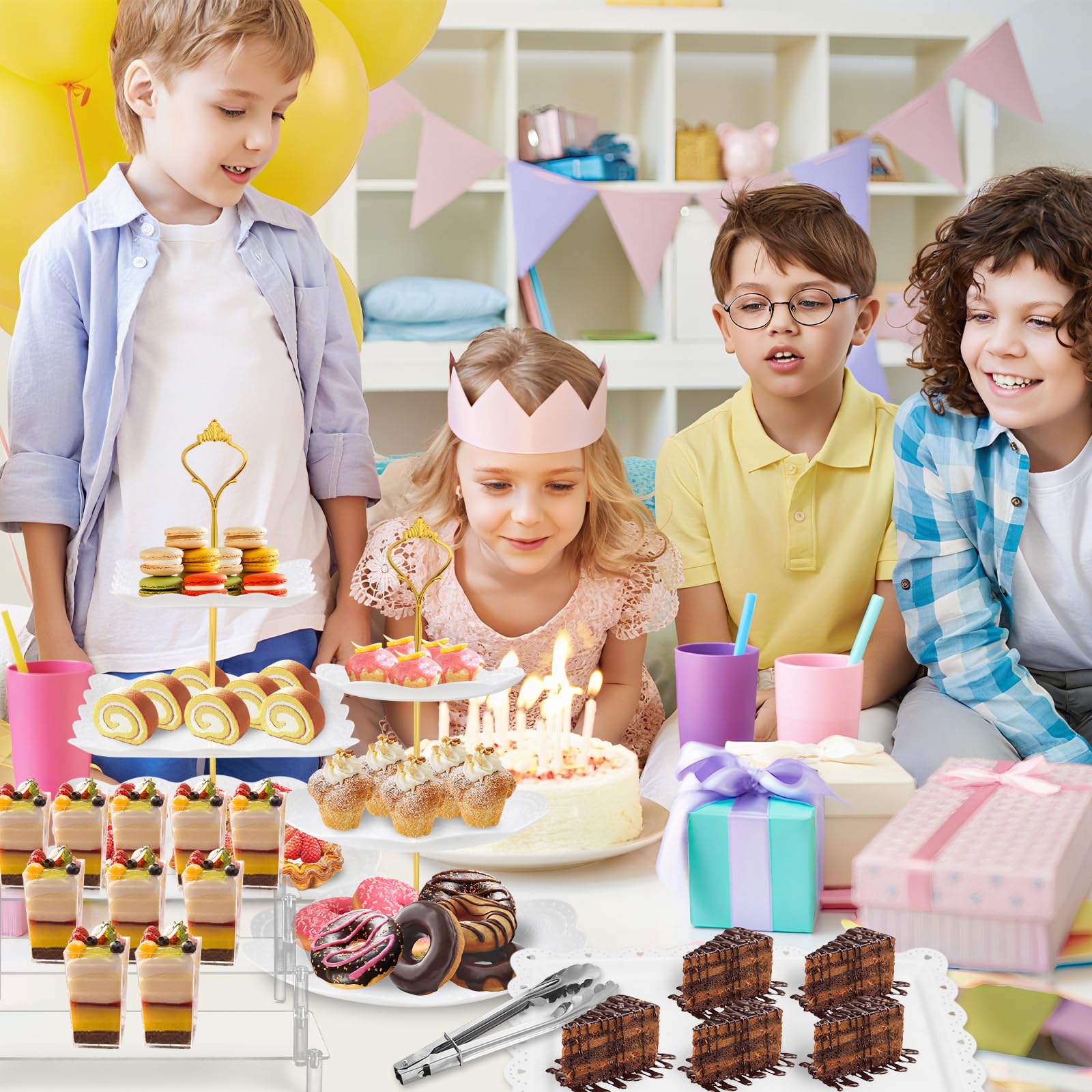 Xoogifae torre cupcakes cuadrada de 3 niveles ideal para surtir postres variados