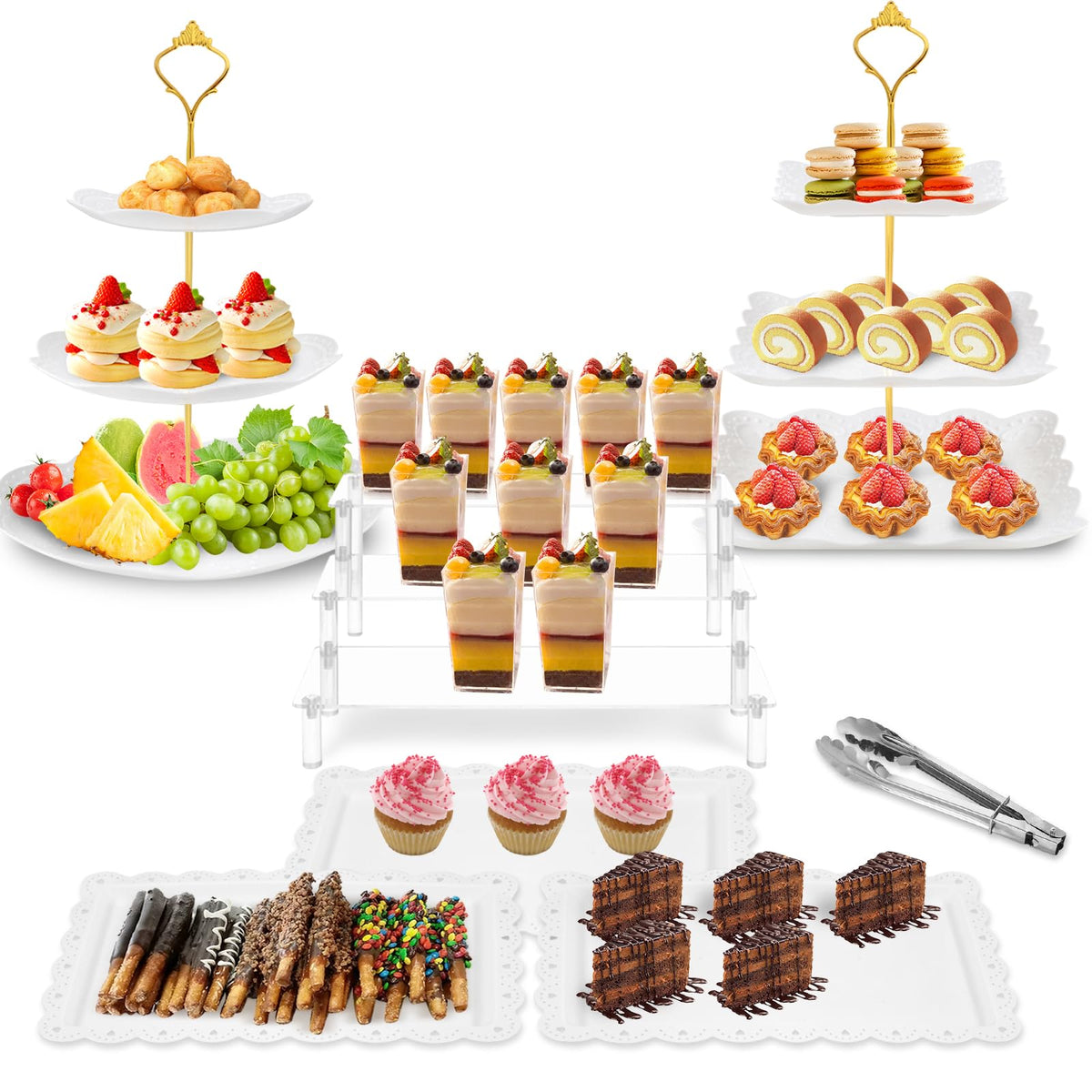 Xoogifae torre cupcakes redonda de 3 niveles para presentaciones elegantes