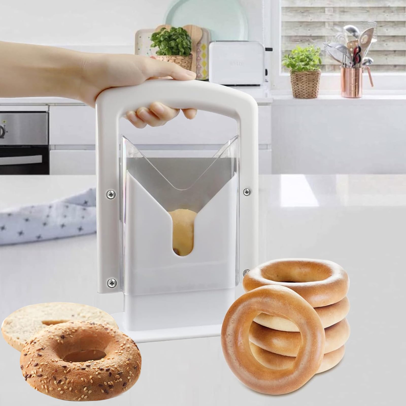 XPAPOV Cortador de bagel: apto para lavavajillas limpieza rápida en la rejilla superior.
