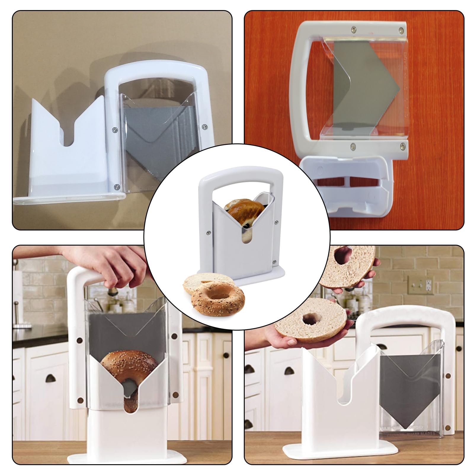 XPAPOV Cortador de bagel: versátil para cortar bollos y panes de varios tamaños.