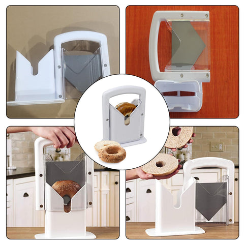 XPAPOV Cortador de bagel: versátil para cortar bollos y panes de varios tamaños.