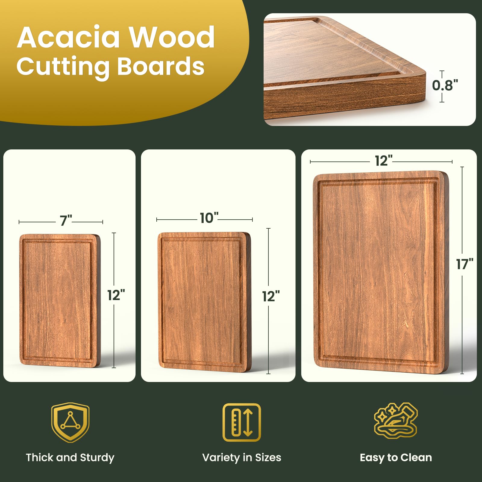 Tabla X-PREK de acacia pequeña con asa integrada, perfecta para verduras