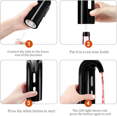 XQCK aerador vino eléctrico con carga USB, listo para viajar.