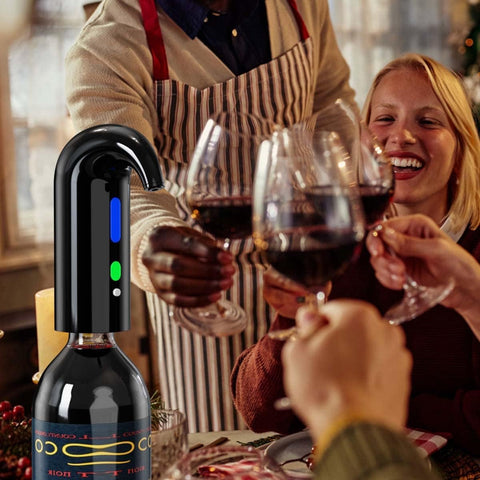XQCK aerador vino eléctrico con ventana visual para observar el flujo del vino.