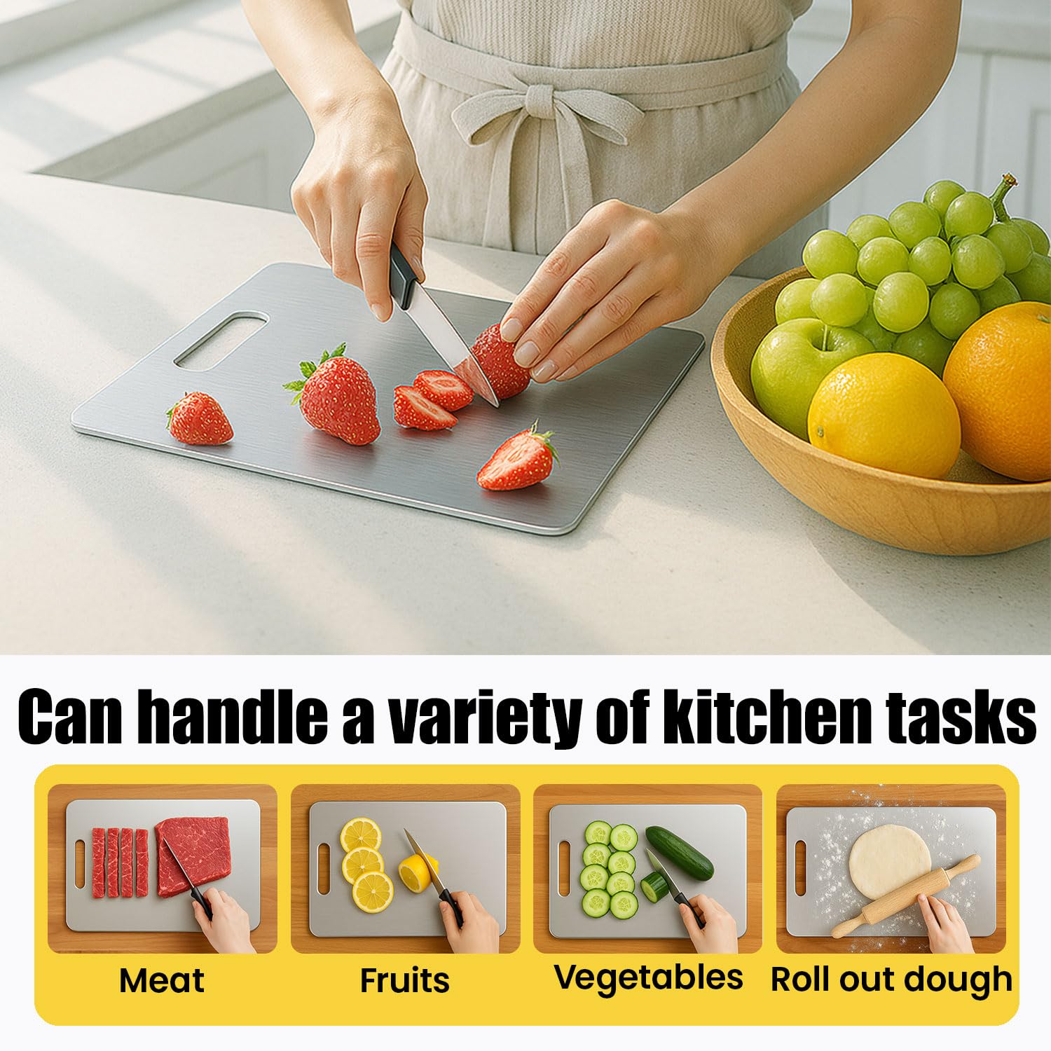 XTBSE tabla titanio grande para carnes, superficie amplia.