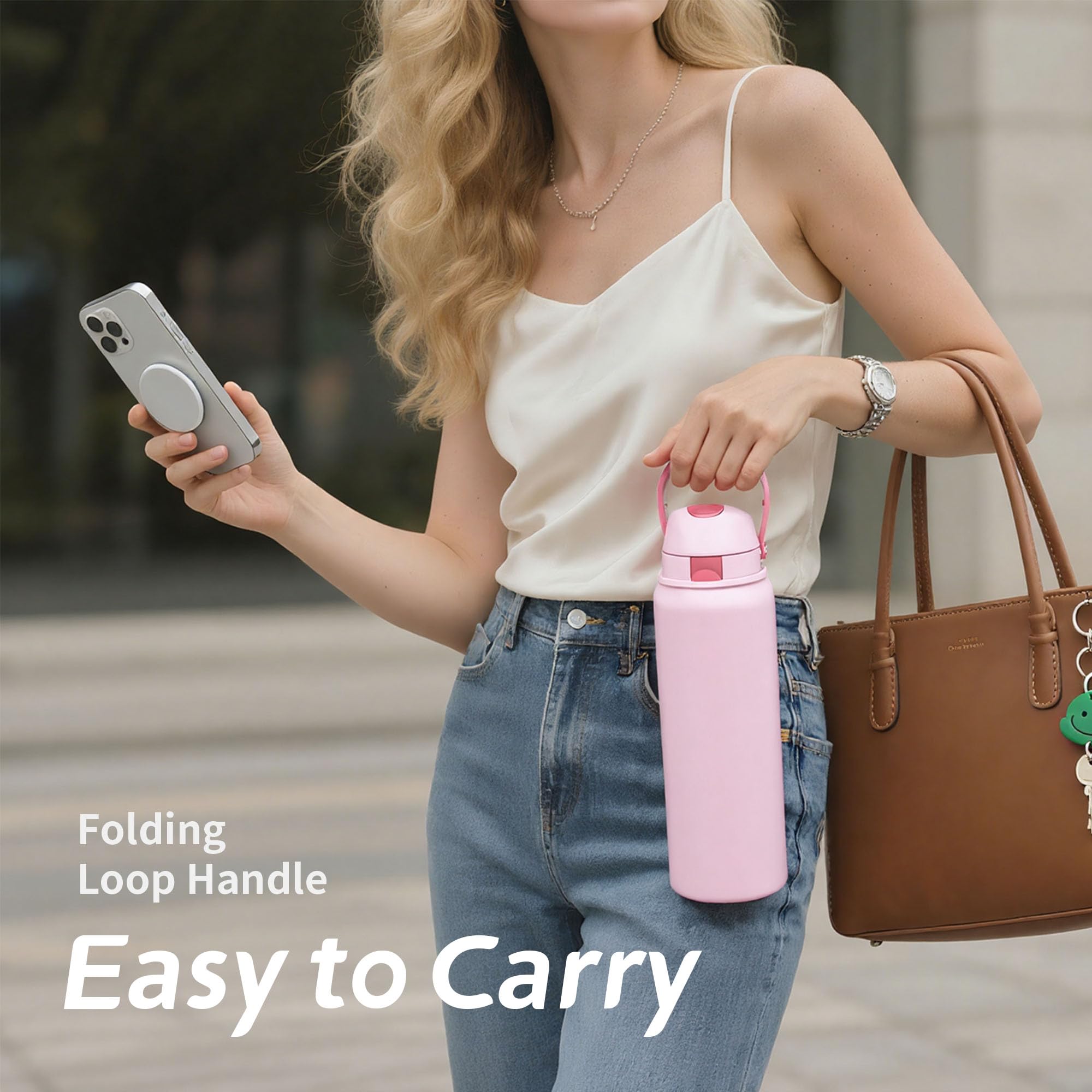 XTUSIMPLE botella 32 oz libre de BPA en color rosa para uso diario.