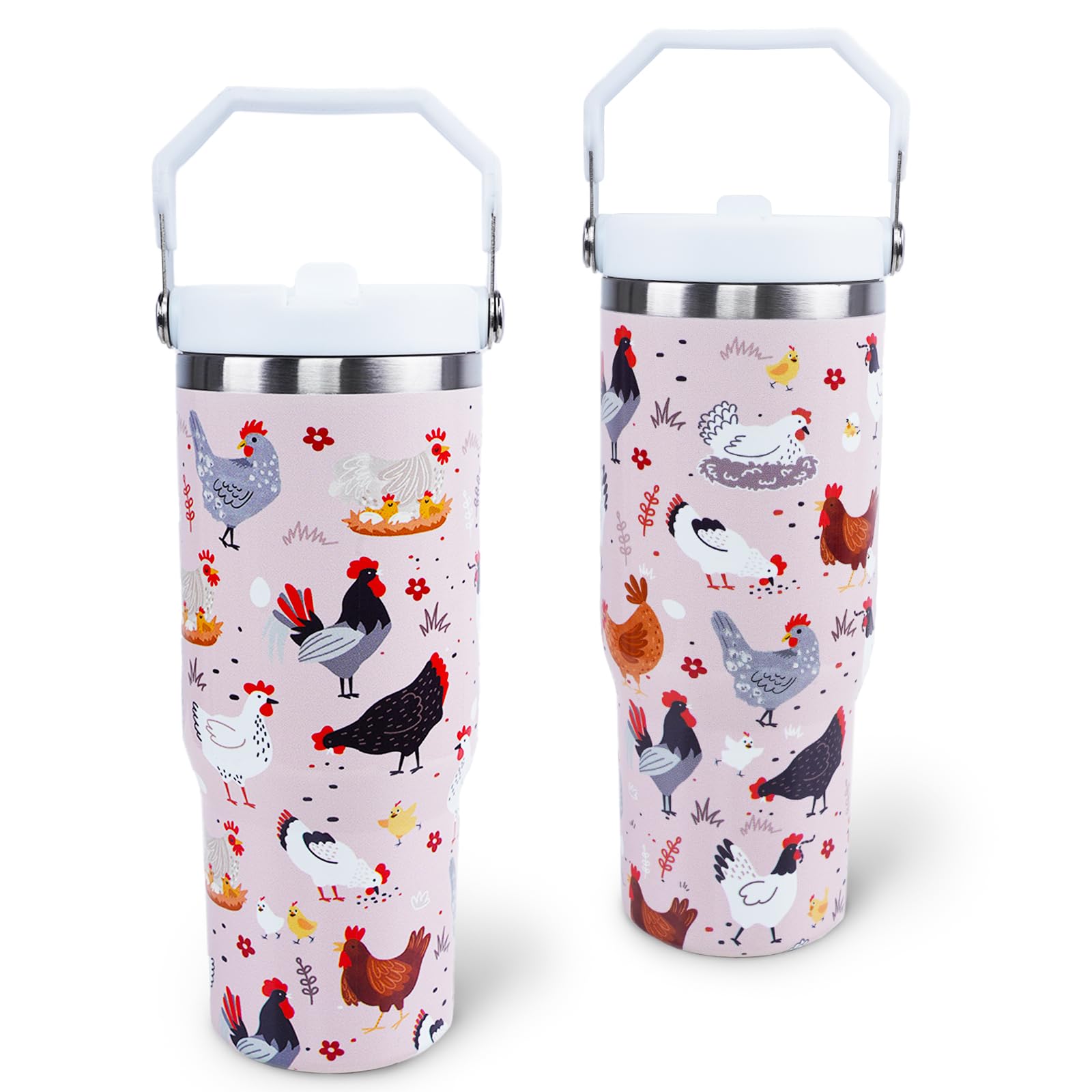 XUEHUAPIAOPIAO vaso termico con diseño pollo y gallo, ideal para amantes de aves