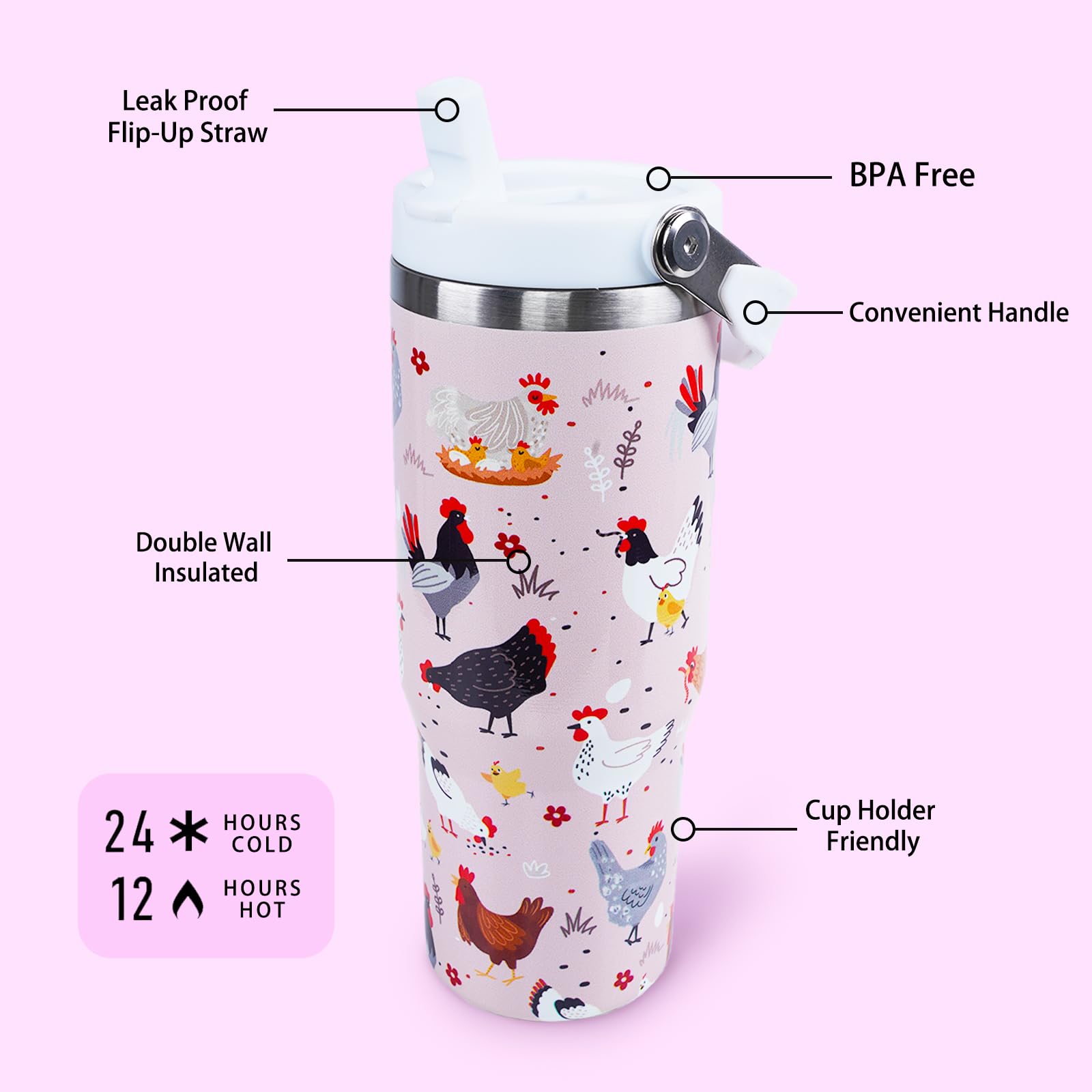 XUEHUAPIAOPIAO vaso termico con tapa flip, mantiene bebidas a temperatura deseada