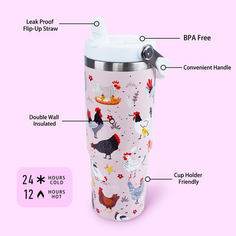 XUEHUAPIAOPIAO vaso termico con tapa flip, mantiene bebidas a temperatura deseada