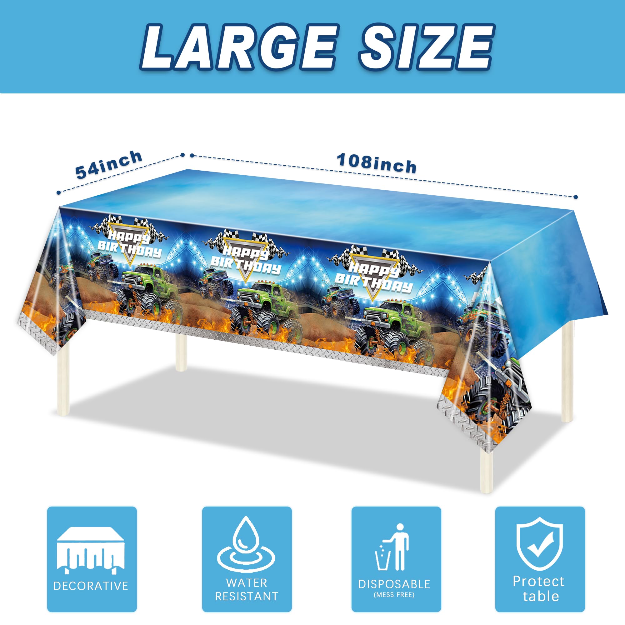 Mantel Monster Truck de XUELIREN, material impermeable que protege la mesa