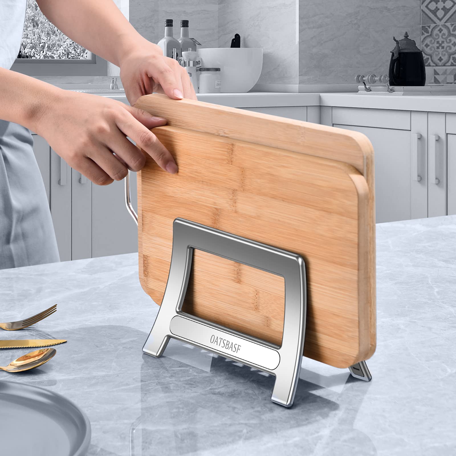 Xuenair: soporte-tablas-cortar-ajuste-automatico plateado mejora organización y secado eficiente.