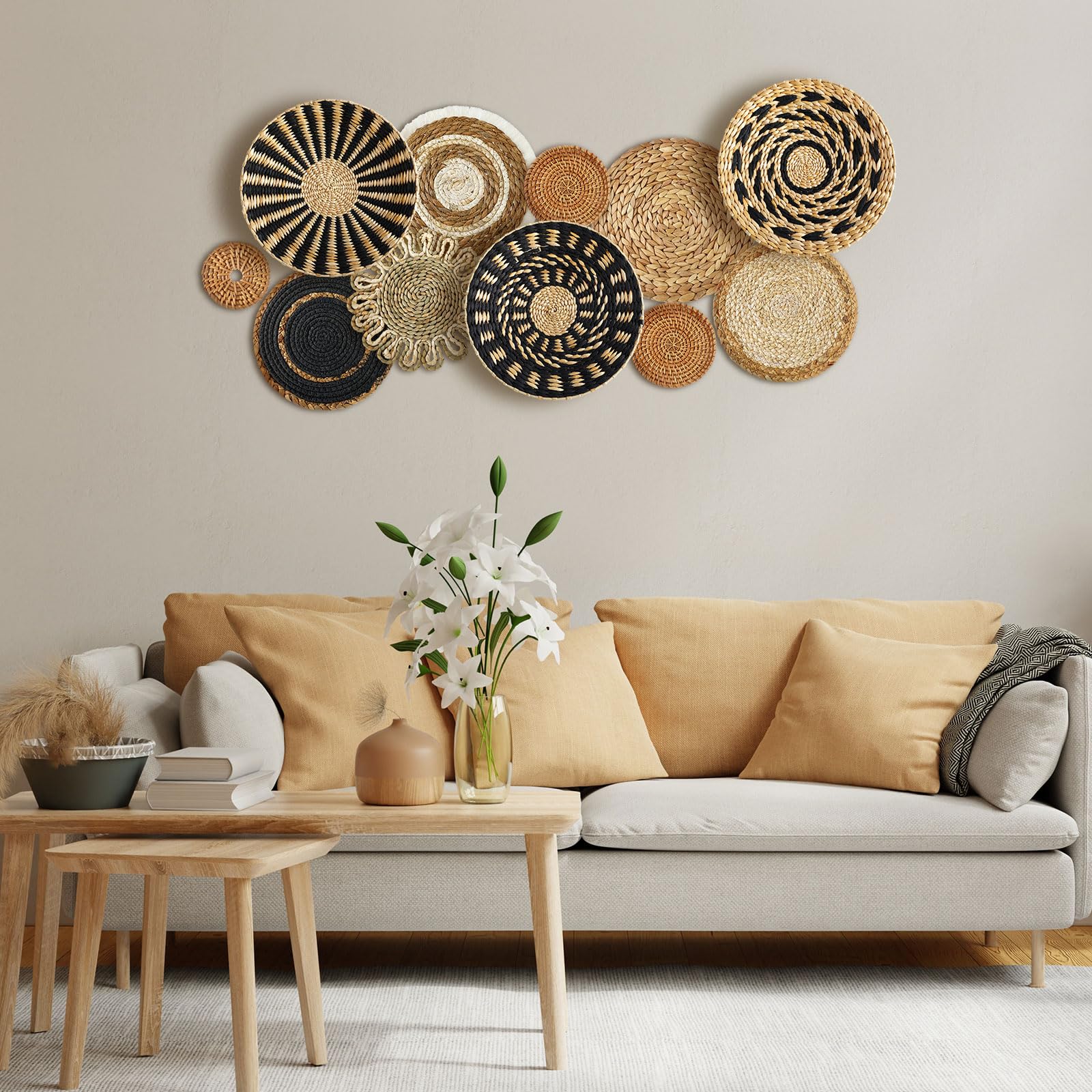 Xuhal cestas colgantes boho de 13 cm, crea rincones acogedores.
