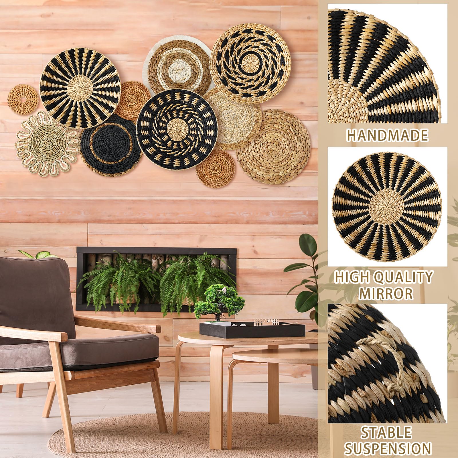 Xuhal cestas colgantes boho de 33 cm, composición visual elegante.