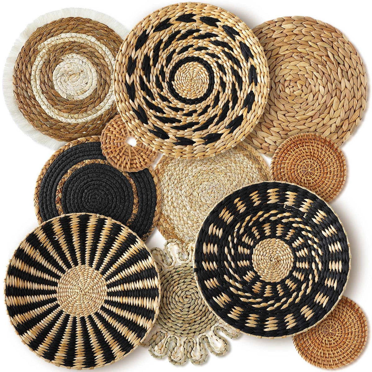 Xuhal cestas colgantes boho de 8 cm para pared, decoración artesanal.