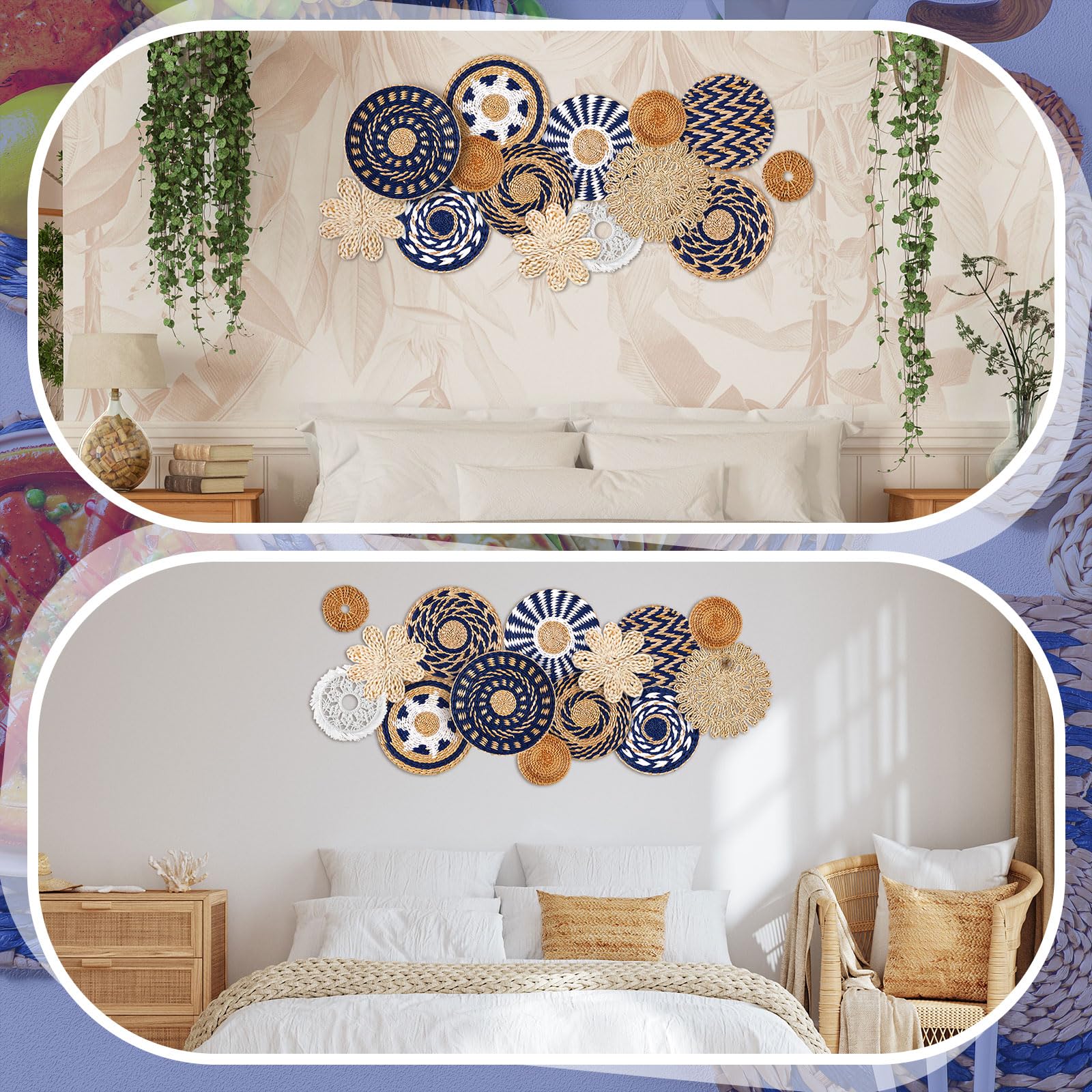 Conjunto Xuhal: cestas para pared, crea focos visuales variados.