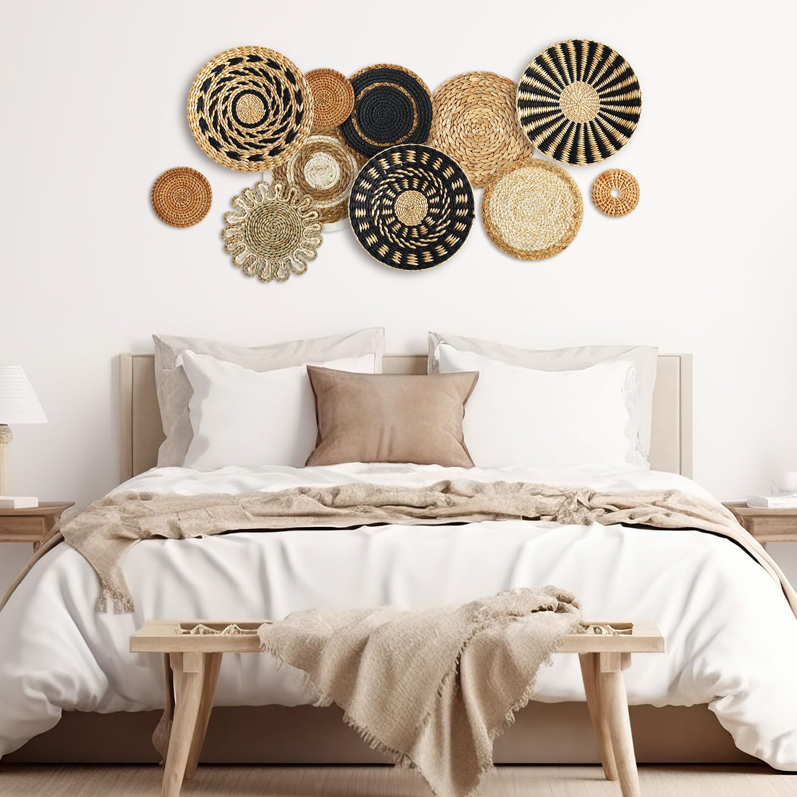 Xuhal decoración de pared boho con cestas, ideal para estancias.