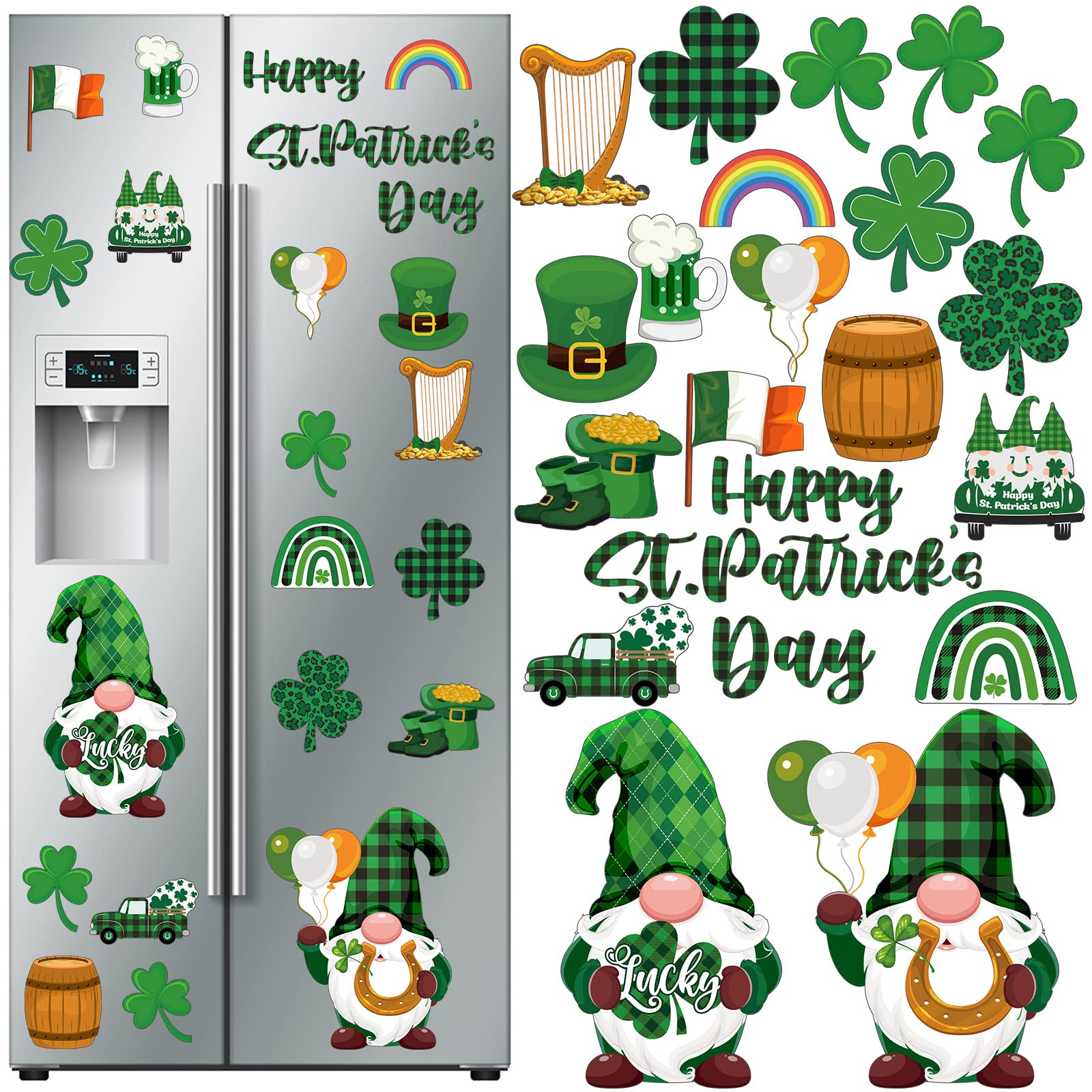 Imán de nevera Xuhal con gnomos para Día de San Patricio, decoración festiva para la cocina