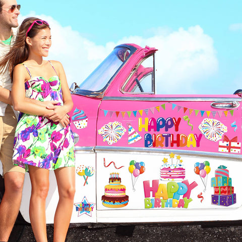 Imán con texto Feliz Cumpleaños de Xuhal para coche