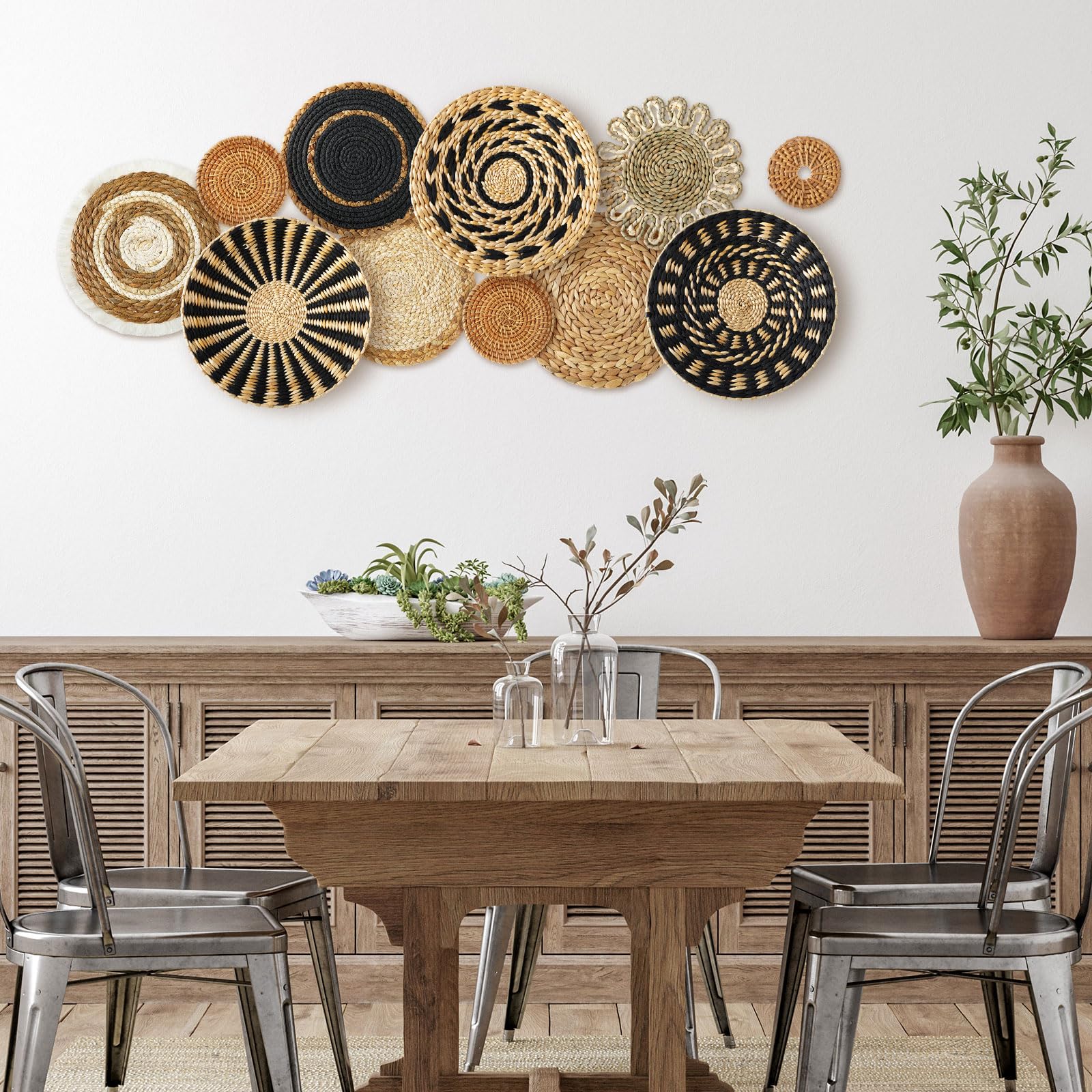 Xuhal juego de 11 cestas boho con diseños variados para decorar con estilo.