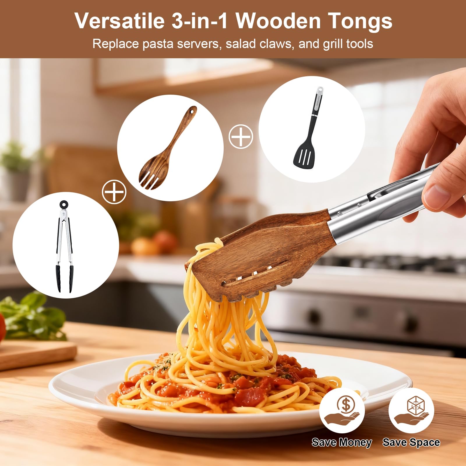 Tenedores XUJKK 3 en 1 de madera de 12 pulgadas para asados grandes.