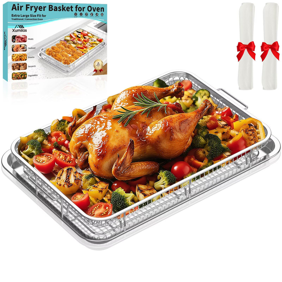 Bandeja freidora extragrande Xumilas para horno, porciones grandes.