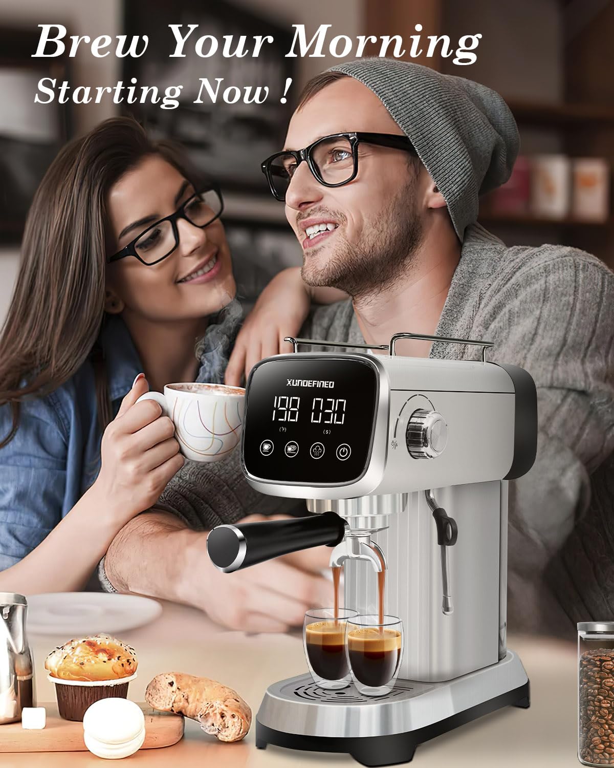 XUNDEFINED control de temperatura 185–203 °F para adaptar al gusto.