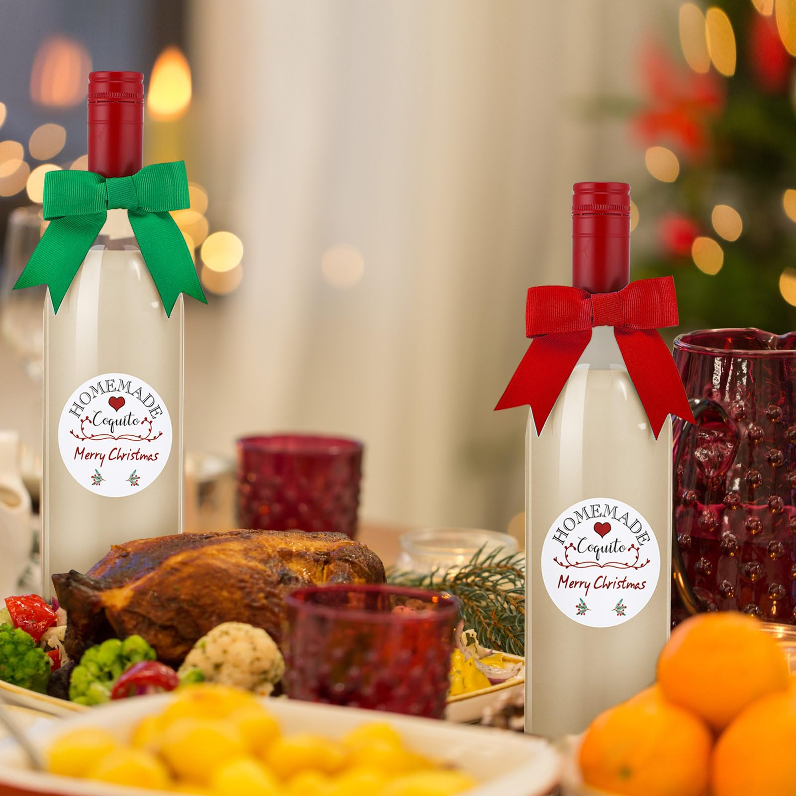 Diseño de pinos y bayas de XunYee adornando las etiquetas para un toque navideño.