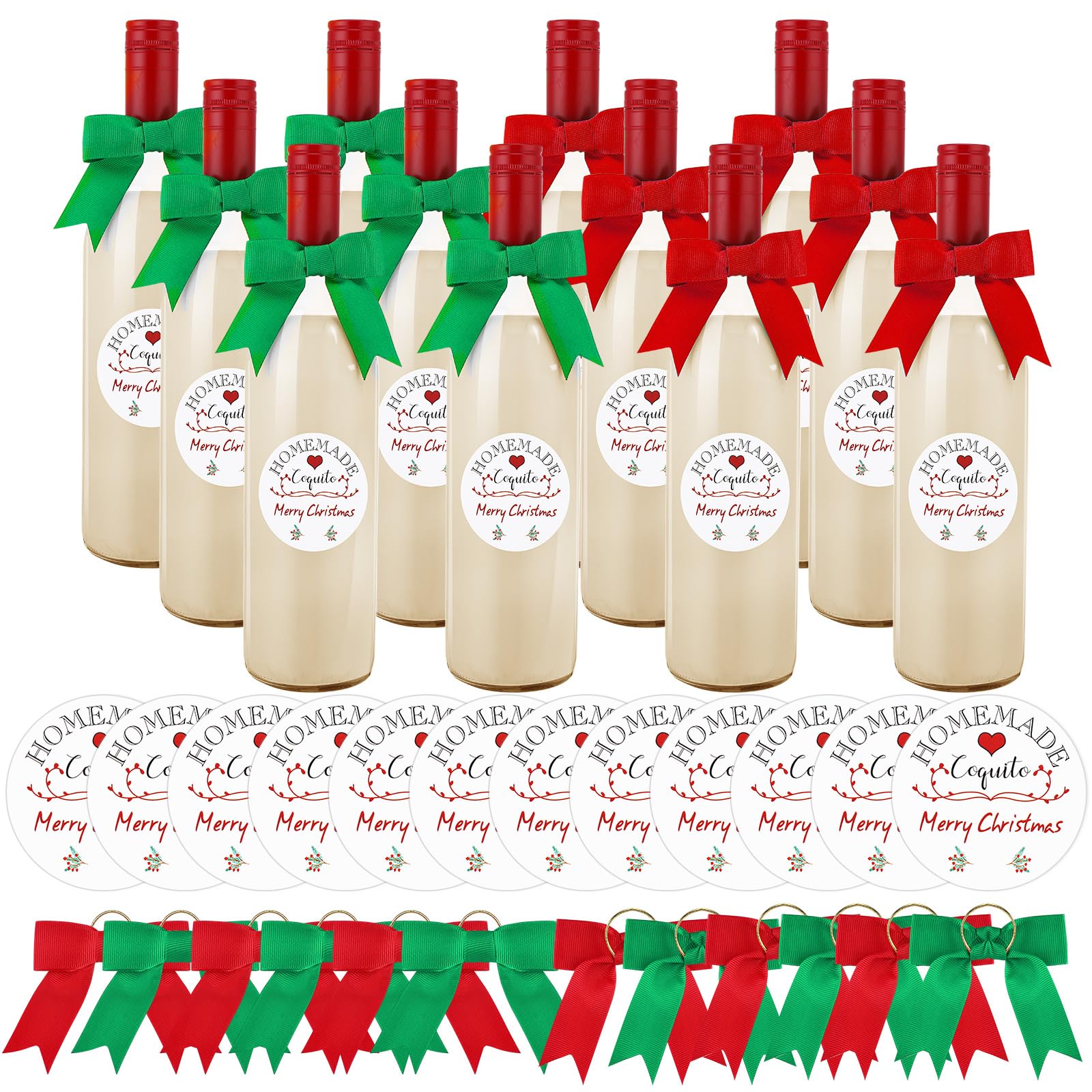 Etiquetas de coquito XunYee para botellas, 2 pulgadas, ideal para personalizar bebidas.