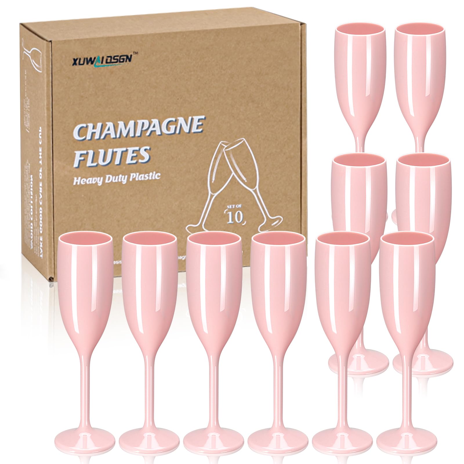 Copa Xuwaidsgn de champagne acrílica rosa pastel para brindis elegantes.