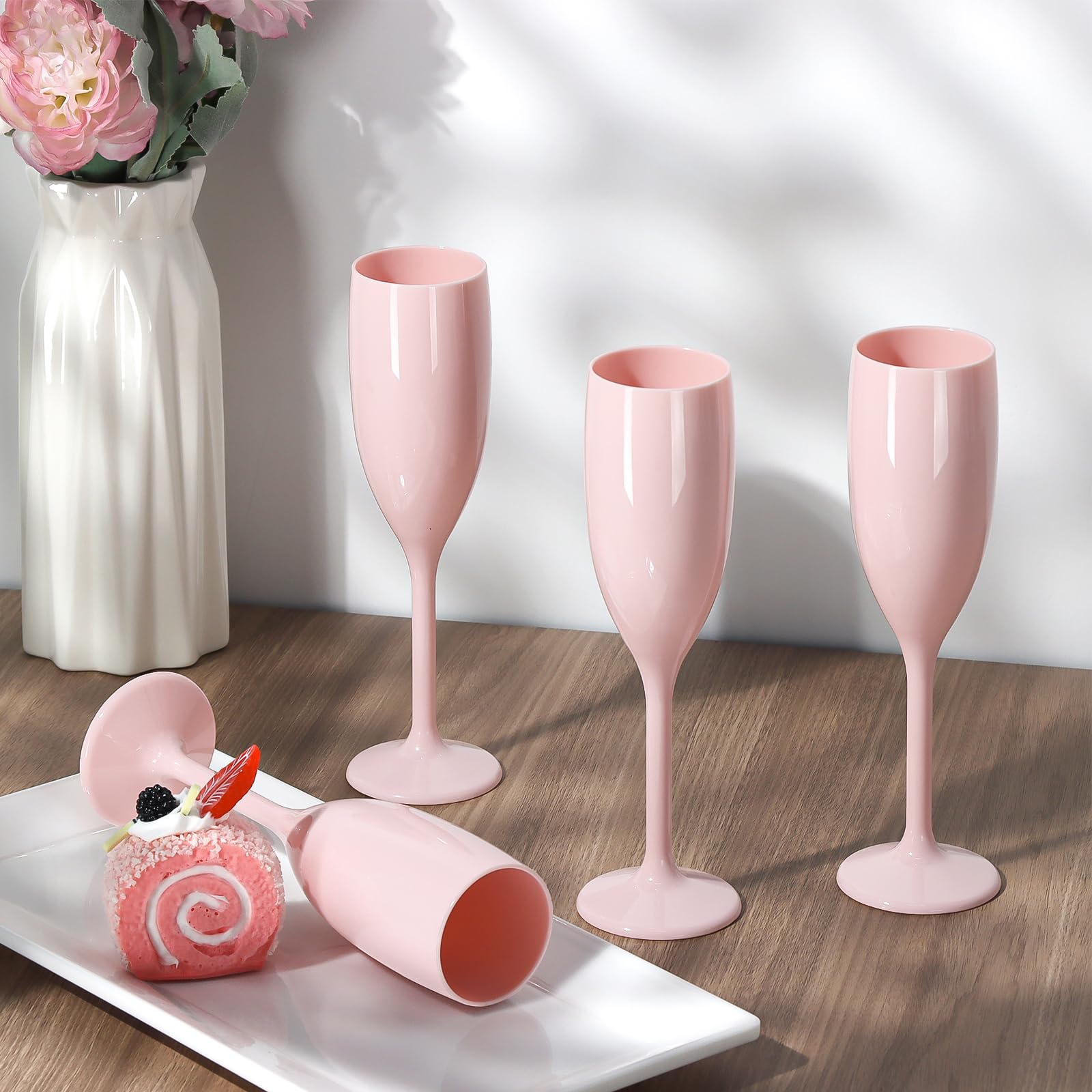 Brindis con Xuwaidsgn: copa plástica resistente, rosa.