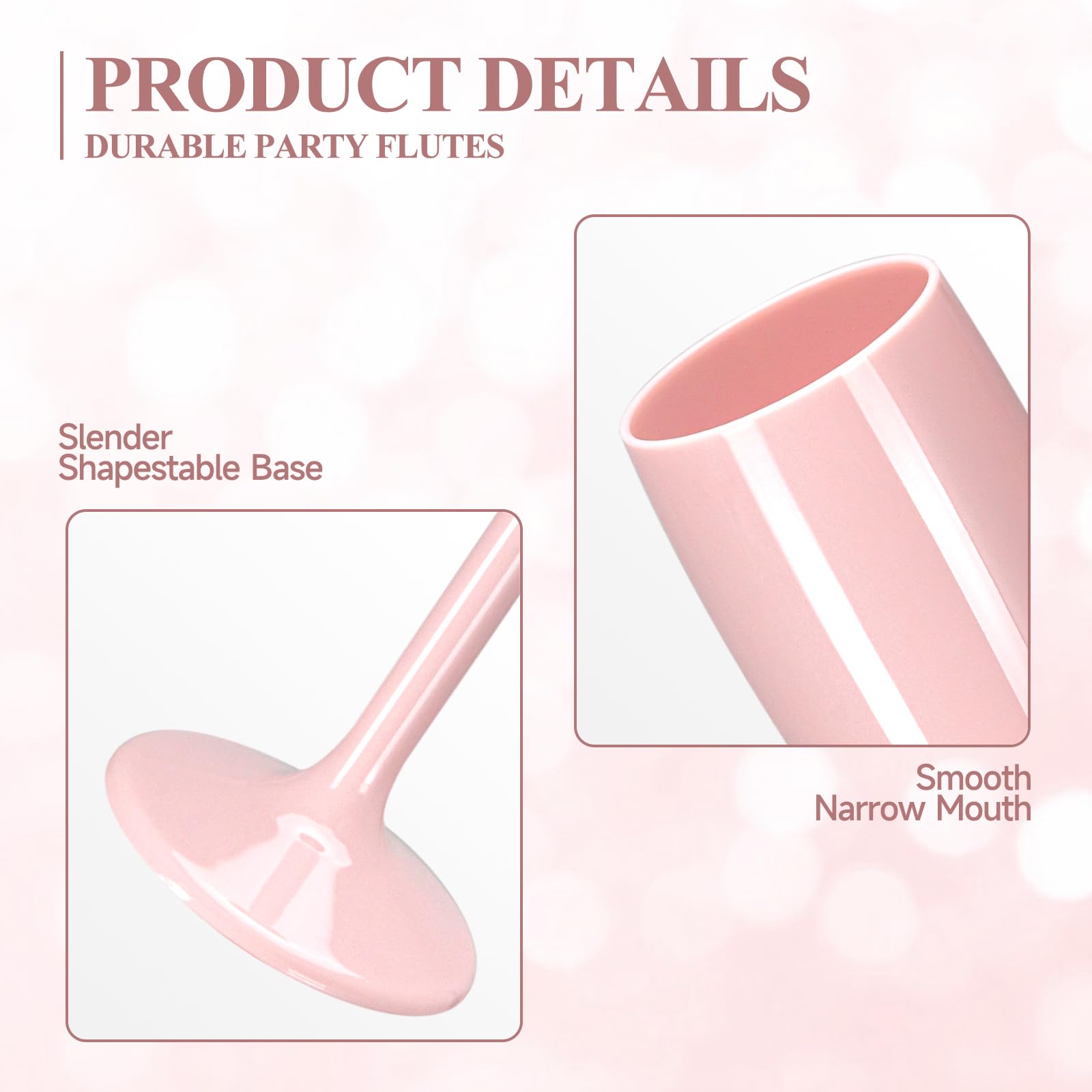 Copa acrílica Xuwaidsgn con diseño monobloque, rosa, ideal para bodas.