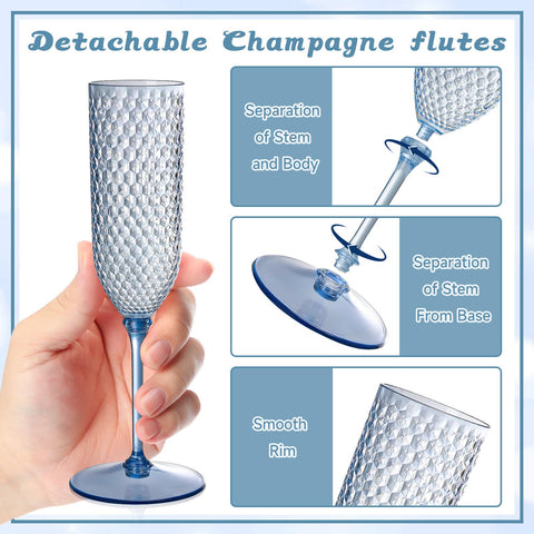 Conjunto de 24 copas champagne azules XUWAIDSGN para eventos grandes.
