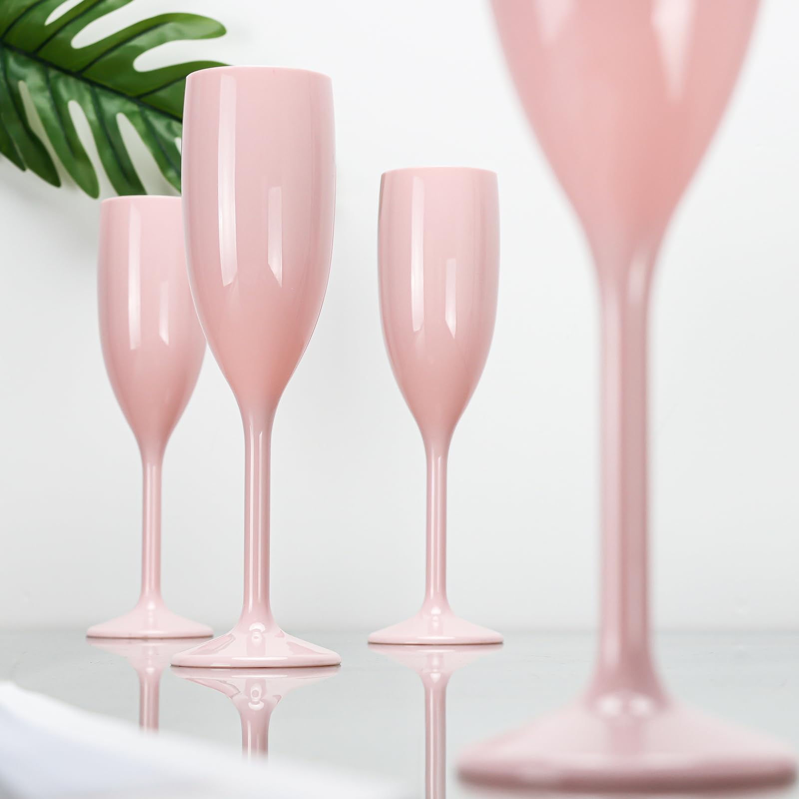 Copa de champán plástica Xuwaidsgn, rosa suave, ideal para eventos.